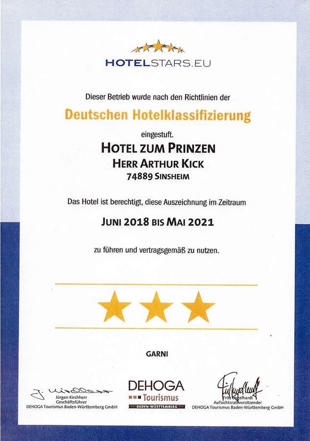 Hotel Zum Prinzen Sinsheim Exterior foto